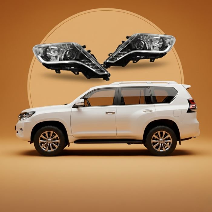 Toyota Prado FJ150 black head lamps projector 2014-2017