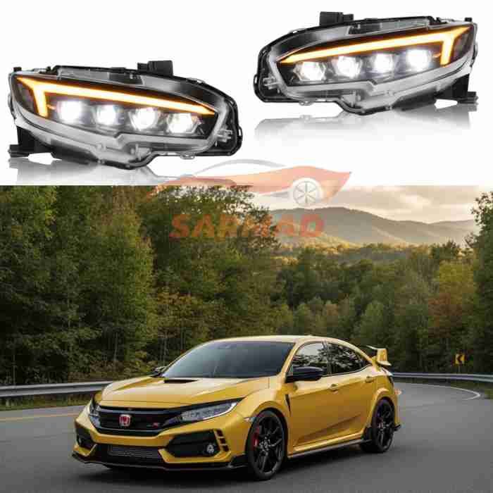 Honda Civic 10th Gen Headlights Audi Style Matrix Version (2016-2021)