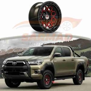 Toyota Hilux Revo Rocco 18-Inch Off-Road Alloy Rims | Matt Black and Red