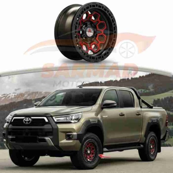Toyota Hilux Revo Rocco 18-Inch Off-Road Alloy Rims | Matt Black and Red