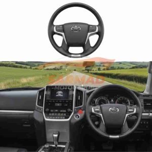 Premium Wooden Steering Wheel Black Leather and Coffee Wood | Refined Luxury