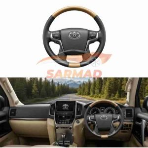 Premium Wooden Steering Wheel Black Leather and Light Wood | Luxury Interior