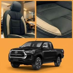 Seat Covers Type R Black Beige | Toyota Hilux Sporty Revo & Rocco