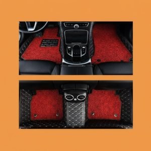 9D floor mats black / Toyota Land Cruiser with red stitching 2015–2021