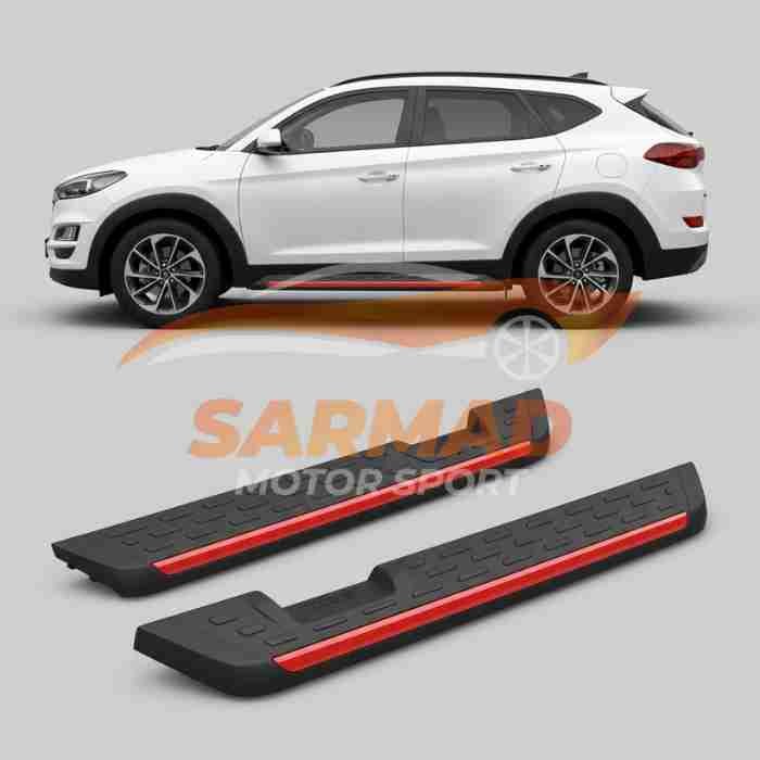 Side Foot Steps / Hyundai Tucson Black With Red Strips