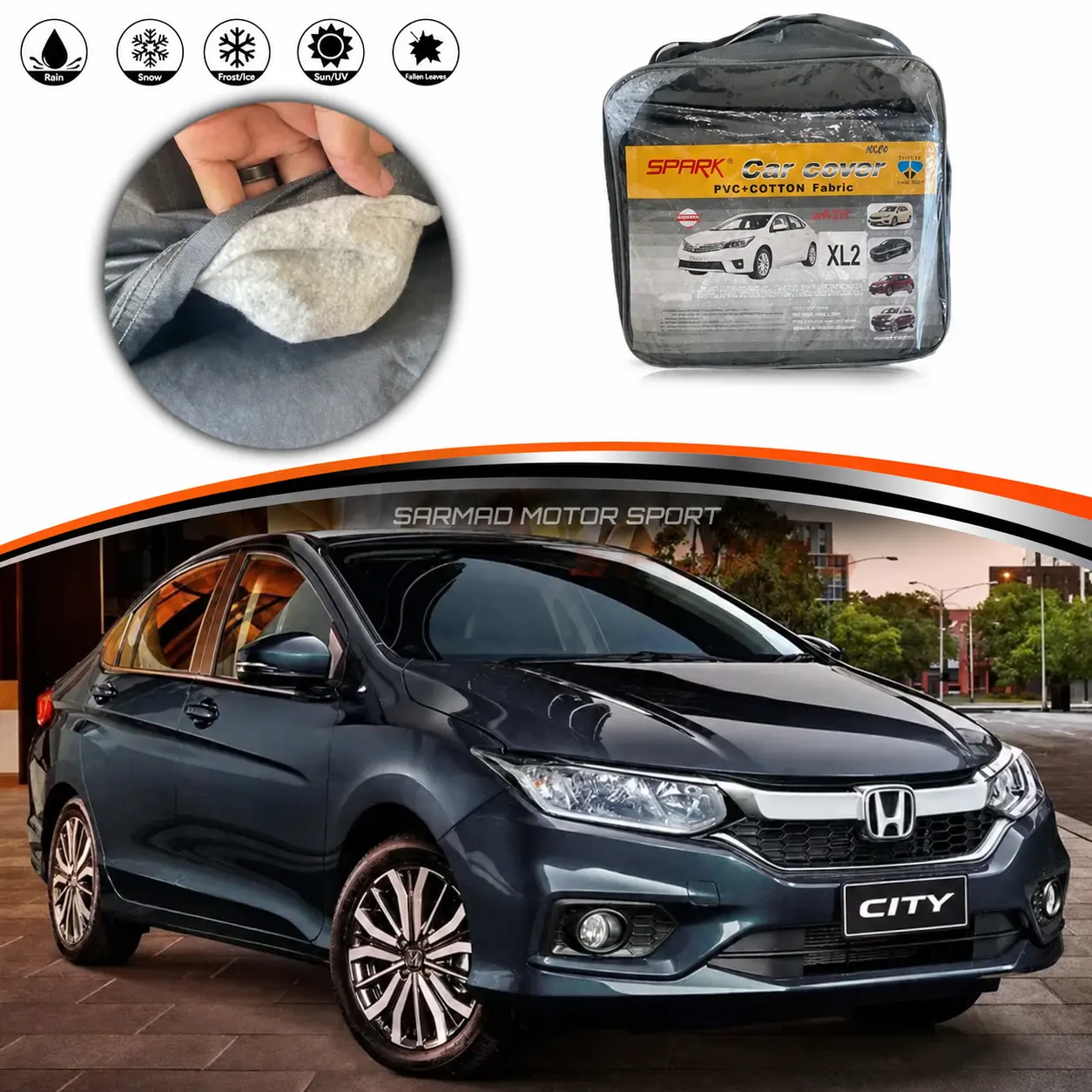 Honda City car body cover with premium protective fabric