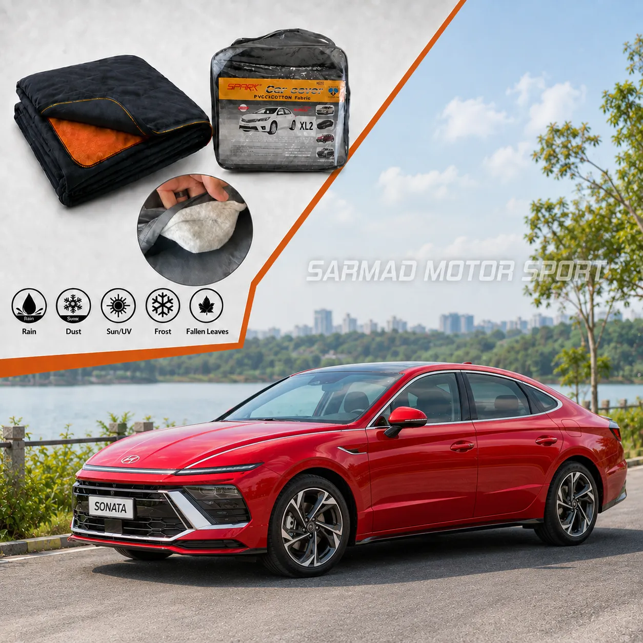 Hyundai Sonata car body cover with premium protective fabric